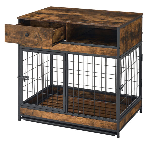 84e599d05e7e47e58aa9c462e72875d0_20240319_51951083727d4c22405a63635a78f6f6 Furniture Dog Cage Crate with Double Doors ,Rustic Brown,31.5"WX22.64"DX30.59"H