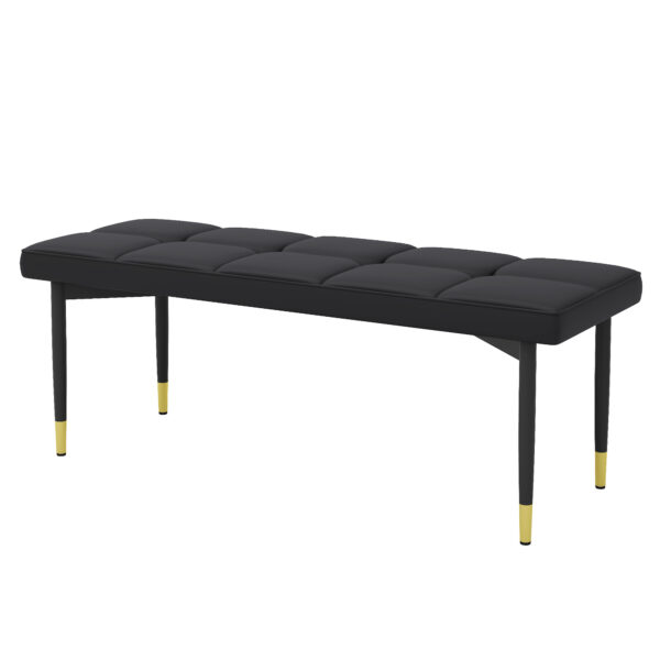 84e69f69cca941d59b6cc00630272d1a_0a7f8703c3d1f5fbc0656c7e45c2ff2c 47*16 Inch Multifunctional Black Shoe Bench - Faux PU Cushion, Sturdy Metal Legs With Gold Accents.Suitable For Bedroom,Fitting room, Storage room, Dining room, and Living room,etc.
