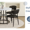 Table and chair set.A Modern Minimalist Circular Dining Table With A Diameter Of 33.3 Inches.Paired With 4 Black Minimalist Ergonomic Dining Chair, With A Curved Backrest For Comfortable Design.