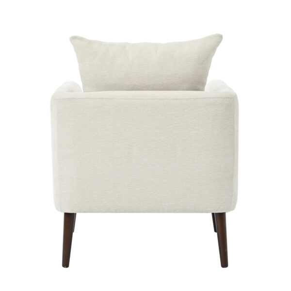 LP Modern Chenille Accent Chair, Upholstered Armchair for Living Room ,Mid Century Fabric Lounge Chair w/ Pillow, Comfortable Reading Chair with Wood Legs for Living Room, Bedroom,Reception Room (Beige)