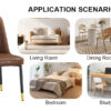 Brown Suede-like Velvet Dining Chair Set (Six Pieces)Black Metal legs,dinning chairs,brown.Bring a comfortable home experience to the kitchen, bedroom, and office.