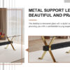 Table and chair set.Elegant Transparent Tempered Glass Dining Set - 71"x35.4" with 8 Light Gray PU Chairs with golden C-tube metal leg.X-shaped Golden Metal Table Legs,Black Textured MDF Crossbeam.