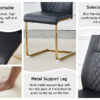 Table and chair set.The table has a glass tabletop with imitation marble pattern stickers and stainless steel golden table legs. Paried with comfortable chairs with PU seats and metal legs.