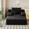 Modern Sofa bed  lounger for moviebonus room,No Assembly Required,Black(Plush Corduroy Fabric)