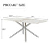 Large modern minimalist rectangular dining table with 0.39 "imitation marble tabletop and silver metal legs, suitable for kitchens, restaurants, living rooms, conference rooms.W1151S00986