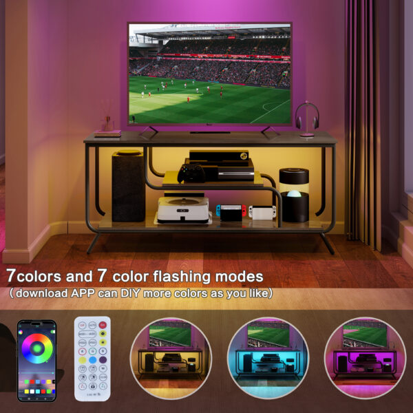 There are installation videos and scene videos. TV socket and LED light - TV stand TV up to 55 ", small unit modern TV console suitable for living room and bedroom, light grey