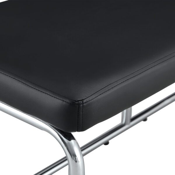 Black shoe changing bench silver metal legs,  sofa bench dining chair, suitable for bedroom fitting room, storage room, dining room, and living room. ST-005