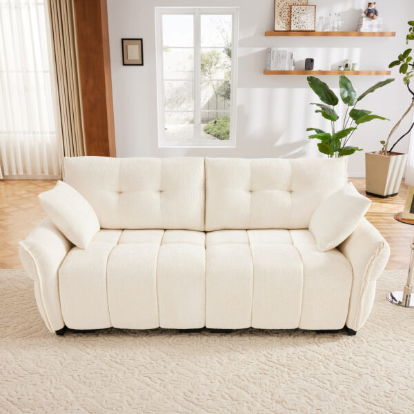 86964d2a3fc240b58ba2e426552dedb0_3931122e78c041be9eef6f6e56efca6b Premium Two-Seater Sofa - Ergonomic Design with High-Resilience Foam Cushions, Modern Chenille Fabric Upholstery for Living Room, Lounge, Office Space, White