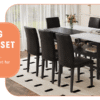 Table and chair set.71*35.4 inch White And Black Spliced Dining Table With Storage Function In The Middle Of The Table Legs.Paired With 8 Black PU Dining Chairs, Simple And Versatile.