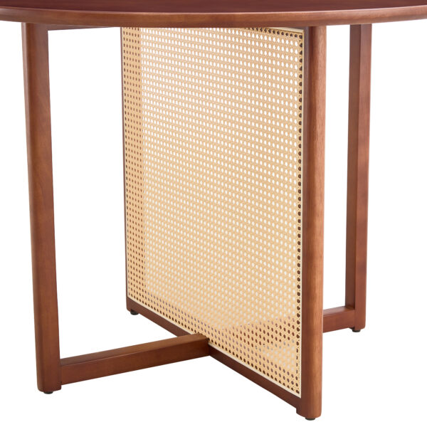 Chinese countryside retro solid wood round table, simple modern imitation rattan table, wooden table, desk. Suitable for dining room, living room, office