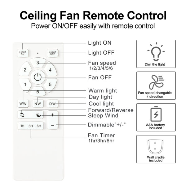 52" YUHAO Farmhouse Rustic  LED Ceiling Fan with Remote Control