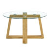 Modern practical circular coffee tables. Made of transparent tempered glass tabletop and wood colored MDF material. Suitable for living rooms and bedrooms.31.5"*31.5"*17.7"