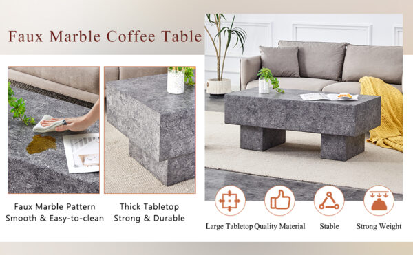 86d5f338e217417cbb096bf157108267_bdc625a99f767e9a8029c99c250ff560 Modern Simple Gray Texture MDF Coffee Table - 43.3"x21.6"x17.2" Practical Model.Making it an ideal addition to any living room or apartment.