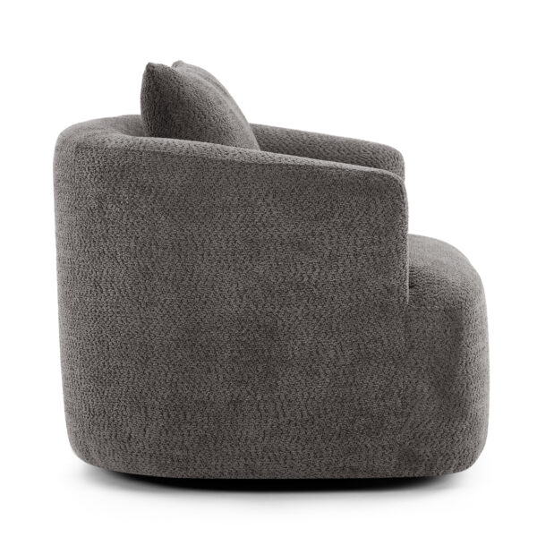360° Swivel Chair, 38.2" Accent Chair Sofa, Upholstered Swivel Barrel Sofa Chair with a Throw Pillow for Living Room, Bedroom, Office and Hotel, Grey
