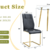 A modern minimalist style round transparent tempered glass table with gold metal legs, paired with 4 modern PU leather high-back dining chairs, bring a luxurious experience.
