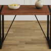 Industrial Rectangular MDF Walnut Color Wood Grain Dining Table for 4-6 people with 1.5 inch thick MDF top and black metal legs for desks, kitchens, patios, dining rooms.