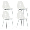 Modern minimalist transparent dining chair, plastic chair, armless crystal chair, Nordic creative makeup stool, negotiation chair, silver plated metal leg 6-piece set, TW-1200