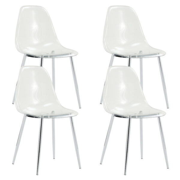 8727939f8712420195eec3b647c6b014_20230114_5accf436ee962e12ec21fd1fd7e7955b Modern minimalist transparent dining chair, plastic chair, armless crystal chair, Nordic creative makeup stool, negotiation chair, silver plated metal leg 6-piece set, TW-1200