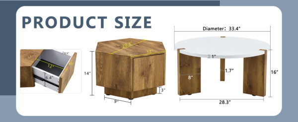 87314edc74f54912927c68059d04eae9_907f937a37cf7bf5dccacd59ed00eca4 Fashionable and versatile MDF material coffee table set, unlocking a new style in the living room.All are made of MDF material, with white and wood textured stickers on the surface.