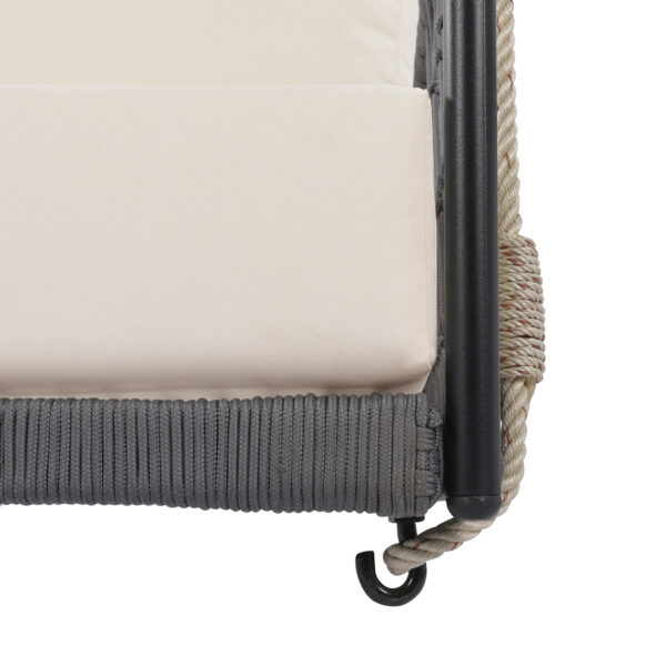 TREXM 1-Piece Woven Rope Outdoor Swing Sofa with Soft Cushions Seating 2 for Patio, Courtyard and Balcony (Beige)