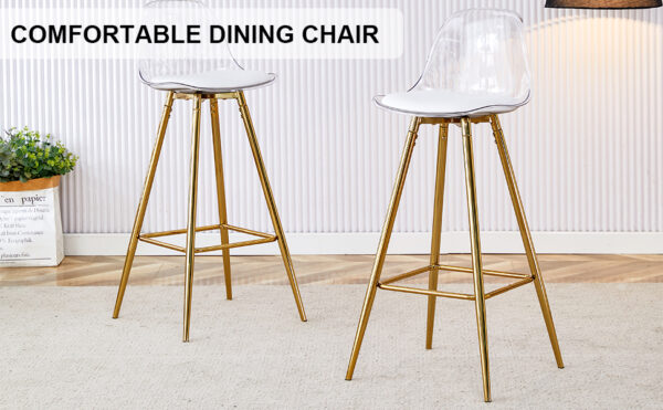 Modern and comfortable upholstered bar chairs, metal legs, small size bar chairs, suitable for part of the crowd, stylish design for dining room, kitchen, terrace and living room chairs.
