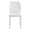 Luxury Simple Chair - Set of 6 White PU Material High Resilience Dining Chair with Metal Silver Leg.The Chair Back Has a Vertical Stripe Design With Smooth And Uniform Lines.