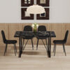 Table and chair set.Modern Black Marble Pattern MDF Dining Set - 55"x31.4" with 4 Cat Claw PU Chairs.Modern Mid-Century Style Upholstered Side Chairs,Spoon Shaped Chairs.Four Chairs per Box.