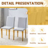 Table and chair set.71 * 35.4 inch rectangular dining table.Tempered Glass Tabletop,Golden 7-shaped Metal Table Legs.Paried With 8 Light Gray PU dining chairs, Golden Metal Legs.Simple and versatile.