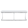 White shoe changing stool, silver metal legs, sofa stool dining chair, suitable for bedroom ,fitting room, storage room, dining room, living room. 005