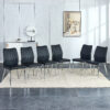 6 black dining chairs. Modern chairs from the Middle Ages. Made of PU material cushion and silver metal legs. Suitable for restaurants and living rooms