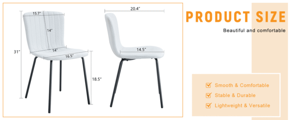 Luxury Minimalist Chairs - A set of 4 high quality dining chairs with black metal legs. The integral metal leg structure is suitable for various interior decoration styles.