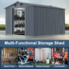 8x10 FT Outdoor Storage Shed, Large Metal Tool Sheds with Window and Lockable Doors, Garden Shed for Backyard Garden Patio Lawn, Dark Grey