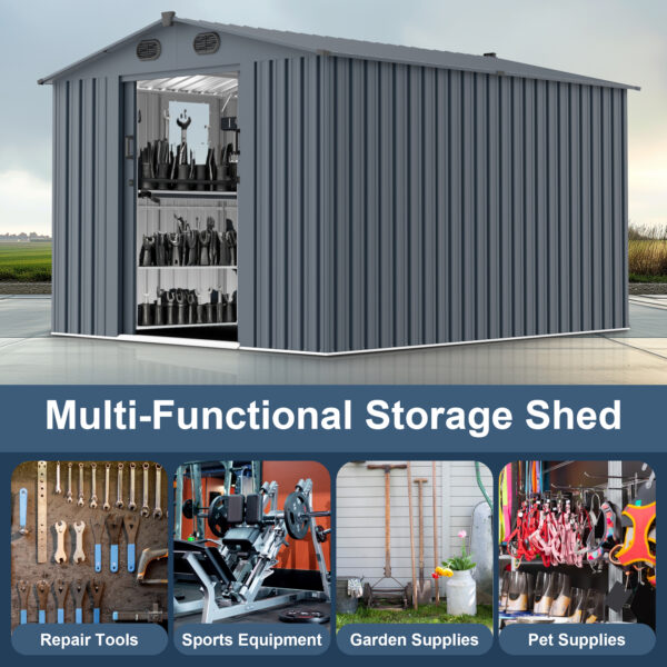 87d1ceef3bbe4843a08f6e80a693c5df_0a2aa7ca43ebda898fcc8ae76df72029 8x10 FT Outdoor Storage Shed, Large Metal Tool Sheds with Window and Lockable Doors, Garden Shed for Backyard Garden Patio Lawn, Dark Grey