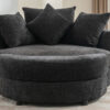 Orisfur. 360° Swivel Accent Barrel Chair with Storage Ottoman & 4 Pillows, Modern Chenille Leisure Chair Round Accent for Living Room, Gray