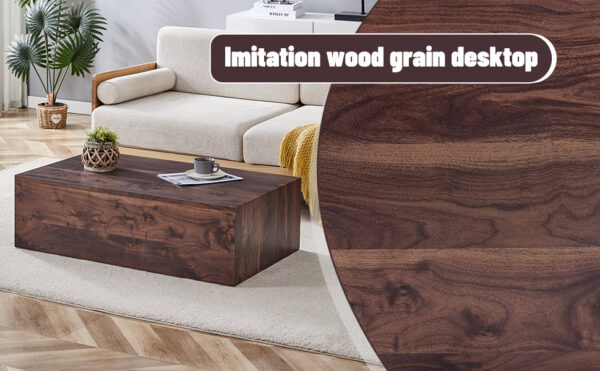 87df92b2ac08405586b4f4aea2601756_7b52a0fafcf8a793aa232538254caca8 39.3*23.6*12 Inch Walnut Wood Grain MDF Coffee Table - Luxurious Design, Perfect Living Room Accent.Fashion texture design coffee table, suitable for various situations and scenes.