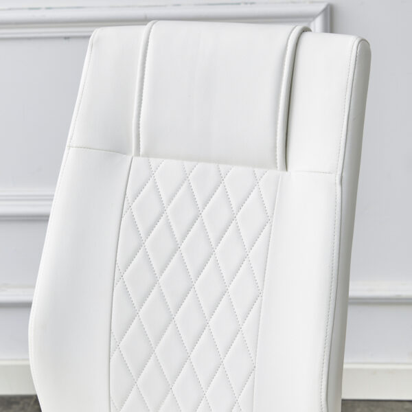 Modern dining chairs, dining room chairs, and golden leg cushioned chairs made of artificial leather, suitable for kitchens, living rooms, bedrooms, and offices. Set of 6 pieces (white+PU )C-001