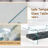 43.3 Inch Modern Two-Tier Coffee Table - Clear Tempered Glass and Black Marble Texture, Multifunctional Storage Design.The bottom tier includes a drawer.Can be used as a coffee table,side table,etc.