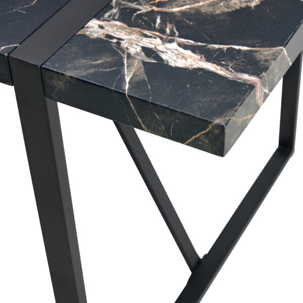 882a8d684a42497d91f299c751c2da6b_da558cb8ce4adb7f128ebecb0c54f6bf Industrial rectangular MDF black dining table for 4-6 people with 1.5 inch thick MDF top and black metal legs for work desk, kitchen, terrace, dining room.55*31.4