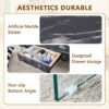 43.3 Inch Modern Two-Tier Coffee Table - Clear Tempered Glass and Black Marble Texture, Multifunctional Storage Design.The bottom tier includes a drawer.Can be used as a coffee table,side table,etc.