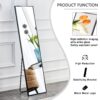 The 4st generation aluminum alloy metal frame wall mounted full body mirror, bathroom makeup mirror, bedroom, decorative mirror, clothing store, floor mounted large mirror, black 63 "* 20"W1151127265