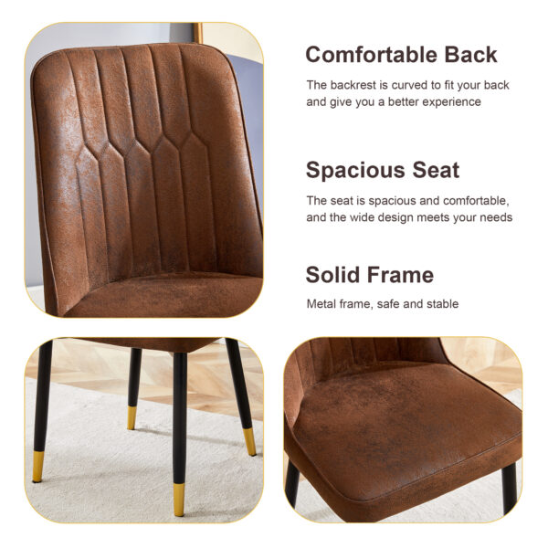 88959f8976514337b635e694b65b0b70_738e0bd3109a9ab8ba83bdf6a9c4432c Table and chair set.67"x36" Wood-Textured MDF Dining Table Set with 4 Brown Suede Chairs.MDF sticker,Wood colored texture sticker,Brown armless dining chair,Suitable for kitchen,Dining room,etc.