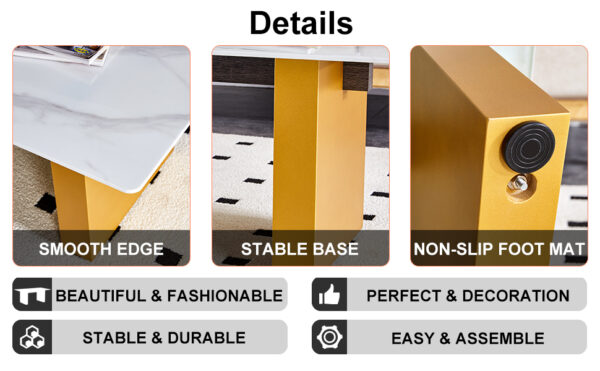 88be7a7b3deb43ffaf5fcfc98810ba05_040fb92bebf0e37549cc0fbfe040a6f2 Modern minimalist Tempered glass with sticker desktop coffee table and dining table, paired with golden MDF decorative columns. Computer desk. Game table. CT-1546