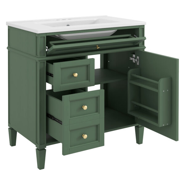 30'' Bathroom Vanity with Top Sink, Modern Bathroom Storage Cabinet with 2 Drawers and a Tip-out Drawer, Single Sink Bathroom Vanity