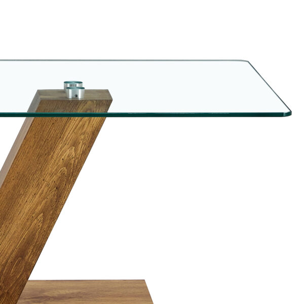 88c8121dbd09432b981bf60f277b7a0d_20240321_c0d1a9044356d6fe7bbc78e925c1e39a A modern minimalist style coffee table. Transparent tempered glass tabletop with wooden MDF columns. Suitable for living room and dining room. CT-V