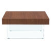 Walnut Colored Square MDF Coffee Table - 31.5"x31.5" with Tempered Glass Legs.Density Board Sticker,Reinforced Glass Legs.Walnut Colored Texture Sticker.