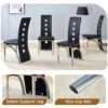 Table and chair set.63"*35.4" White Imitation Marble Pattern MDF Dining Table Set - 4 PU Chair With Black Saddleback, Geometric Pattern Backrest,Silver Curved Metal Leg..Suitable For Various Scenes.