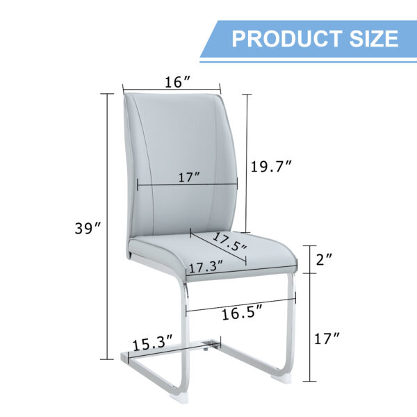 88fec39e3a844e9fa12beca8b46ba20b_39b1add4ff1369d70e29db54b8cabdfc Luxury Simple Arch Chair - Set of 6 Light Gray PU Material High Resilience Dining Chair with Arched Metal Silver Leg.