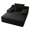 Modern Sofa bed  lounger for moviebonus room,No Assembly Required,Black(Plush Corduroy Fabric)