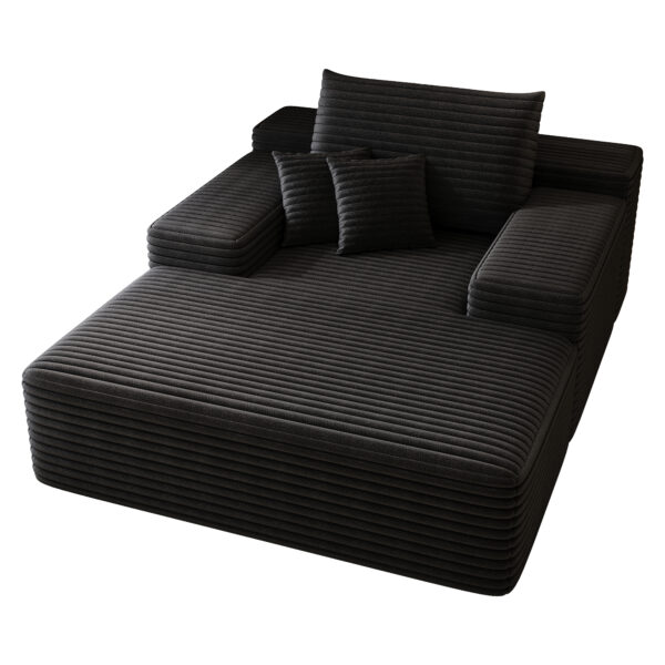 89256670c82f45f7ac189762ce0ef1d8_53bc57869b394bafdd46a323f02c63f0 Modern Sofa bed lounger for moviebonus room,No Assembly Required,Black(Plush Corduroy Fabric)