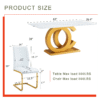 Table and chair set.Subtle Luxury Tempered Glass Dining Set - 63"x35.4" with 6 White PU Material High Resilience Dining Chairs.Arched Metal Gold Leg.White imitation marble texture sticker Tabletop.